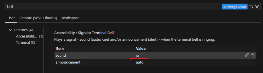 VSCode Settings -> search for Bell -> set sound to on